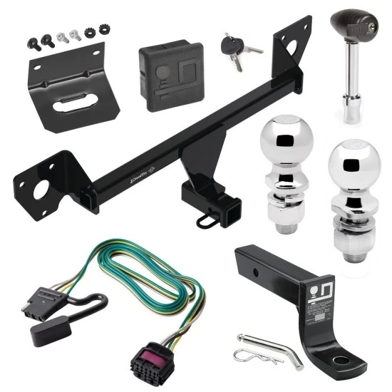 For 2020-2023 Buick Encore GX Trailer Hitch Tow PKG w/ 4-Flat Wiring + Ball Mount w/ 4" Drop + 2" Ball + 2-5/16" Ball + Wiring Bracket + Hitch Lock + Hitch Cover (For Essence w/Active Towplug Models) By Draw-Tite