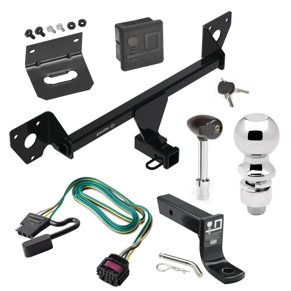 For 2021-2023 Chevrolet Trailblazer Trailer Hitch Tow PKG w/ 4-Flat Wiring + Ball Mount w/ 4" Drop + 2-5/16" Ball + Wiring Bracket + Hitch Lock + Hitch Cover (For w/Active Towplug Models) By Draw-Tite