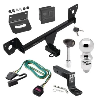 For 2021-2023 Chevrolet Trailblazer Trailer Hitch Tow PKG w/ 4-Flat Wiring + Ball Mount w/ 4" Drop + 2-5/16" Ball + Wiring Bracket + Hitch Lock + Hitch Cover (For w/Active Towplug Models) By Draw-Tite