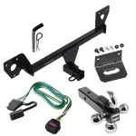 For 2021-2023 Chevrolet Trailblazer Trailer Hitch Tow PKG w/ 4-Flat Wiring Harness + Triple Ball Ball Mount 1-7/8" & 2" & 2-5/16" Trailer Balls w/ Tow Hook + Pin/Clip + Wiring Bracket (For w/Active Towplug Models) By Draw-Tite