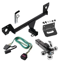For 21-27 Chevy Trailblazer 20-23 Buick Encore GX w/ LED Taillights Trailer Hitch Tow PKG w/ 4-Flat Wiring Harness + Triple Ball Ball Mount 1-7/8" & 2" & 2-5/16" Trailer Balls w/ Tow Hook + Pin/Clip + Wiring Bracket By Draw-Tite
