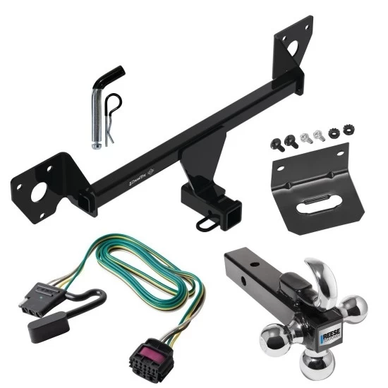 For 2021-2023 Chevrolet Trailblazer Trailer Hitch Tow PKG w/ 4-Flat Wiring Harness + Triple Ball Ball Mount 1-7/8" & 2" & 2-5/16" Trailer Balls w/ Tow Hook + Pin/Clip + Wiring Bracket (For w/Active Towplug Models) By Draw-Tite