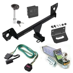 For 21-27 Chevy Trailblazer 20-23 Buick Encore GX w/ LED Taillights Trailer Hitch Tow PKG w/ 4-Flat Wiring + Starter Kit Ball Mount w/ 2" Drop & 1-7/8" Ball + Wiring Bracket + Hitch Lock + Hitch Cover By Draw-Tite