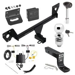 For 21-27 Chevrolet Trailblazer w/o LED Taillights Trailer Hitch Tow PKG w/ 4-Flat Wiring + Ball Mount w/ 4" Drop + 2" Ball + Wiring Bracket + Hitch Lock + Hitch Cover By Draw-Tite