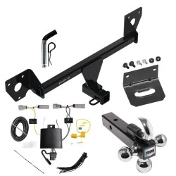 For 21-27 Chevrolet Trailblazer w/o LED Taillights Trailer Hitch Tow PKG w/ 4-Flat Wiring Harness + Triple Ball Ball Mount 1-7/8" & 2" & 2-5/16" Trailer Balls w/ Tow Hook + Pin/Clip + Wiring Bracket By Draw-Tite