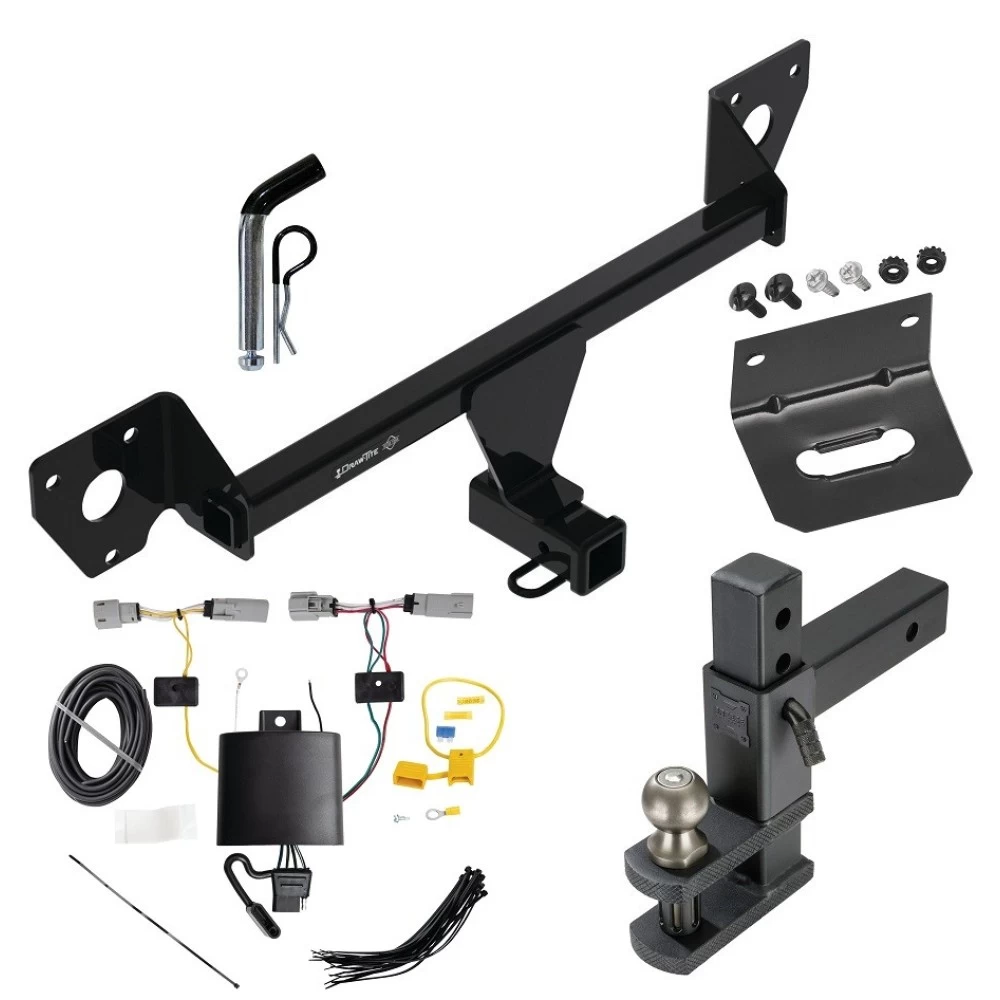 For 2021-2023 Chevrolet Trailblazer Trailer Hitch Tow PKG w/ 4-Flat Wiring Harness + Adjustable Drop Rise Clevis Hitch Ball Mount w/ 2" Ball + Pin/Clip + Wiring Bracket (Excludes: w/LED Taillights Models) By Draw-Tite