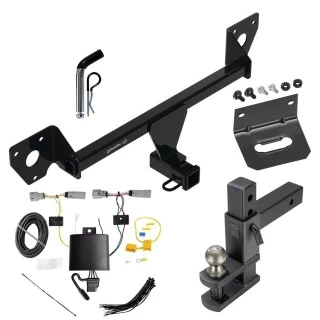 For 2021-2023 Chevrolet Trailblazer Trailer Hitch Tow PKG w/ 4-Flat Wiring Harness + Adjustable Drop Rise Clevis Hitch Ball Mount w/ 2" Ball + Pin/Clip + Wiring Bracket (Excludes: w/LED Taillights Models) By Draw-Tite