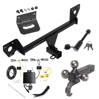 For 2021-2023 Chevrolet Trailblazer Trailer Hitch Tow PKG w/ 4-Flat Wiring + Triple Ball Tactical Ball Mount 1-7/8" & 2" & 2-5/16" Balls w/ Tow Hook + Tactical Dogbone Lock + Wiring Bracket (Excludes: w/LED Taillights Models) By Dra