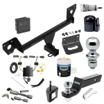 For 2020-2023 Buick Encore GX Trailer Hitch Tow PKG w/ 4-Flat Wiring + Starter Kit Ball Mount w/ 2" Drop & 2" Ball + 1-7/8" Ball + Wiring Bracket + Dual Hitch & Coupler Locks + Hitch Cover + Wiring Tester + Ball Lube +Electric Greas