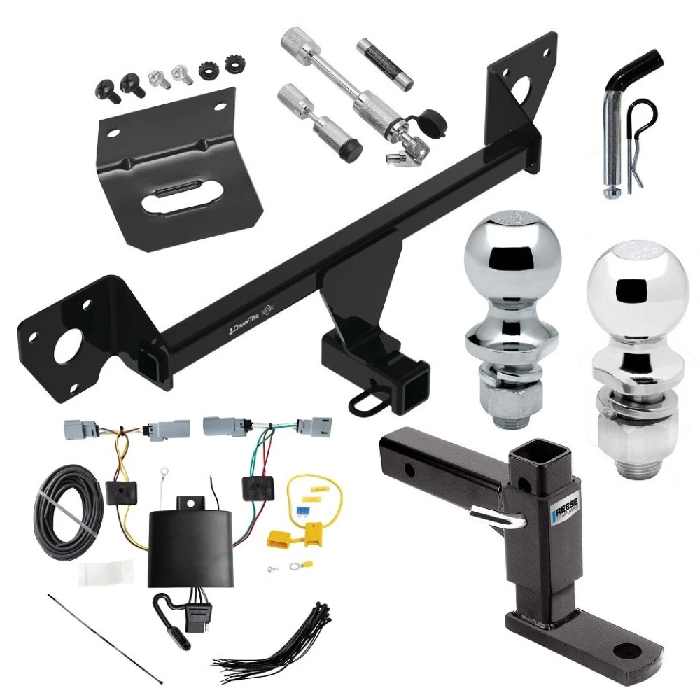 For 2021-2023 Chevrolet Trailblazer Trailer Hitch Tow PKG w/ 4-Flat Wiring Harness + Adjustable Drop Rise Ball Mount + Pin/Clip + 2" Ball + 1-7/8" Ball + Dual Hitch & Coupler Locks (For w/LED Taillights Models) By Draw-Tite