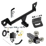 For 2021-2023 Chevrolet Trailblazer Trailer Hitch Tow PKG w/ 4-Flat Wiring Harness + Triple Ball Ball Mount 1-7/8" & 2" & 2-5/16" Trailer Balls + Pin/Clip + Wiring Bracket (For w/LED Taillights Models) By Draw-Tite