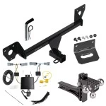 For 2021-2023 Chevrolet Trailblazer Trailer Hitch Tow PKG w/ 4-Flat Wiring Harness + Adjustable Drop Rise Triple Ball Ball Mount 1-7/8" & 2" & 2-5/16" Trailer Balls + Pin/Clip + Wiring Bracket (For w/LED Taillights Models) By Draw-T