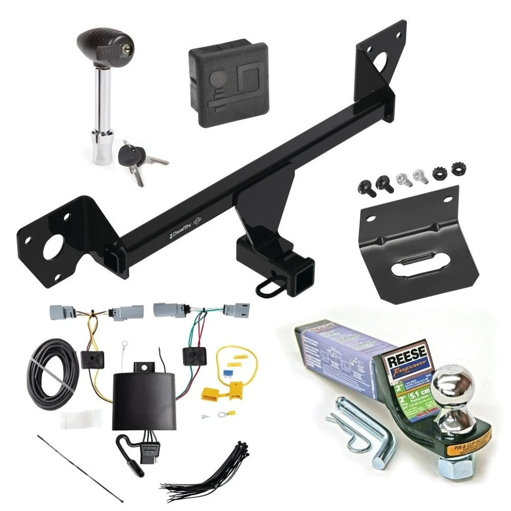 For 2021-2023 Chevrolet Trailblazer Trailer Hitch Tow PKG w/ 4-Flat Wiring + Starter Kit Ball Mount w/ 2" Drop & 1-7/8" Ball + Wiring Bracket + Hitch Lock + Hitch Cover (For w/LED Taillights Models) By Draw-Tite