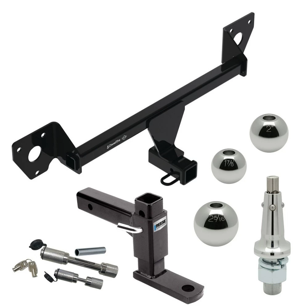 For 2020-2023 Buick Encore GX Trailer Hitch Tow PKG w/ Adjustable Drop Rise Ball Mount + Dual Hitch & Copler Locks + Inerchangeable 1-7/8" & 2" & 2-5/16" Balls (For Essence w/Active Towplug Models) By Draw-Tite