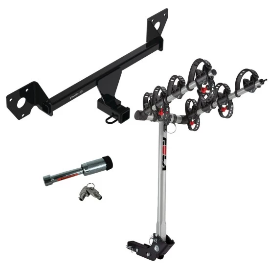 For 2021-2023 Chevrolet Trailblazer Trailer Hitch Tow PKG w/ 4 Bike Carrier Rack + Hitch Lock (Excludes: w/LED Taillights Models) By Draw-Tite