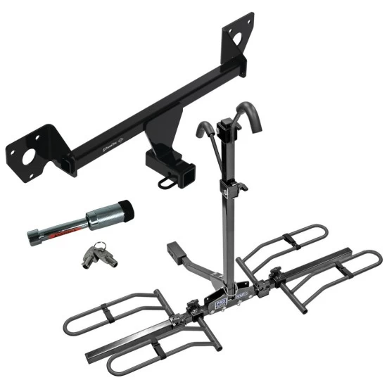 For 2021-2023 Chevrolet Trailblazer Trailer Hitch Tow PKG w/ 2 Bike Plaform Style Carrier Rack + Hitch Lock (For w/LED Taillights Models) By Draw-Tite
