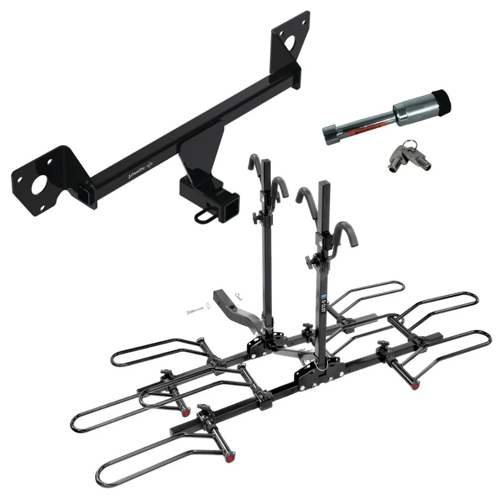 For 2021-2023 Chevrolet Trailblazer Trailer Hitch Tow PKG w/ 4 Bike Plaform Style Carrier Rack + Hitch Lock (Excludes: w/LED Taillights Models) By Draw-Tite