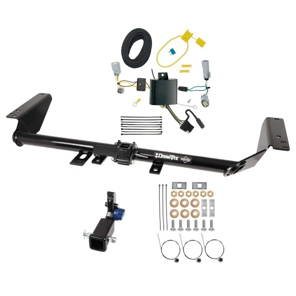 Trailer Tow Hitch For 17-20 Chrysler Pacifica (LX & Touring Exc Hybrid) 20-25 Voyager 22-23 Grand Caravan Hidden Removable 2" Receiver w/ Plug & Play Wiring Kit Class 3 Draw-Tite