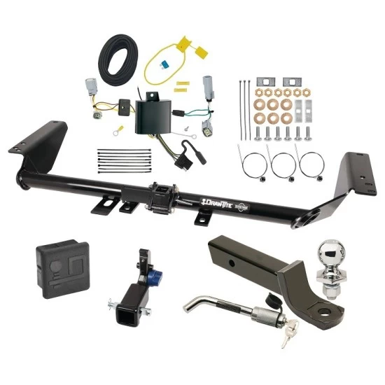 Trailer Tow Hitch For 17-20 Chrysler Pacifica (LX & Touring Exc Hybrid) 20-25 Voyager 22-23 Grand Caravan Hidden Removable 2" Receiver Deluxe Package Wiring 2" Ball Mount and Lock