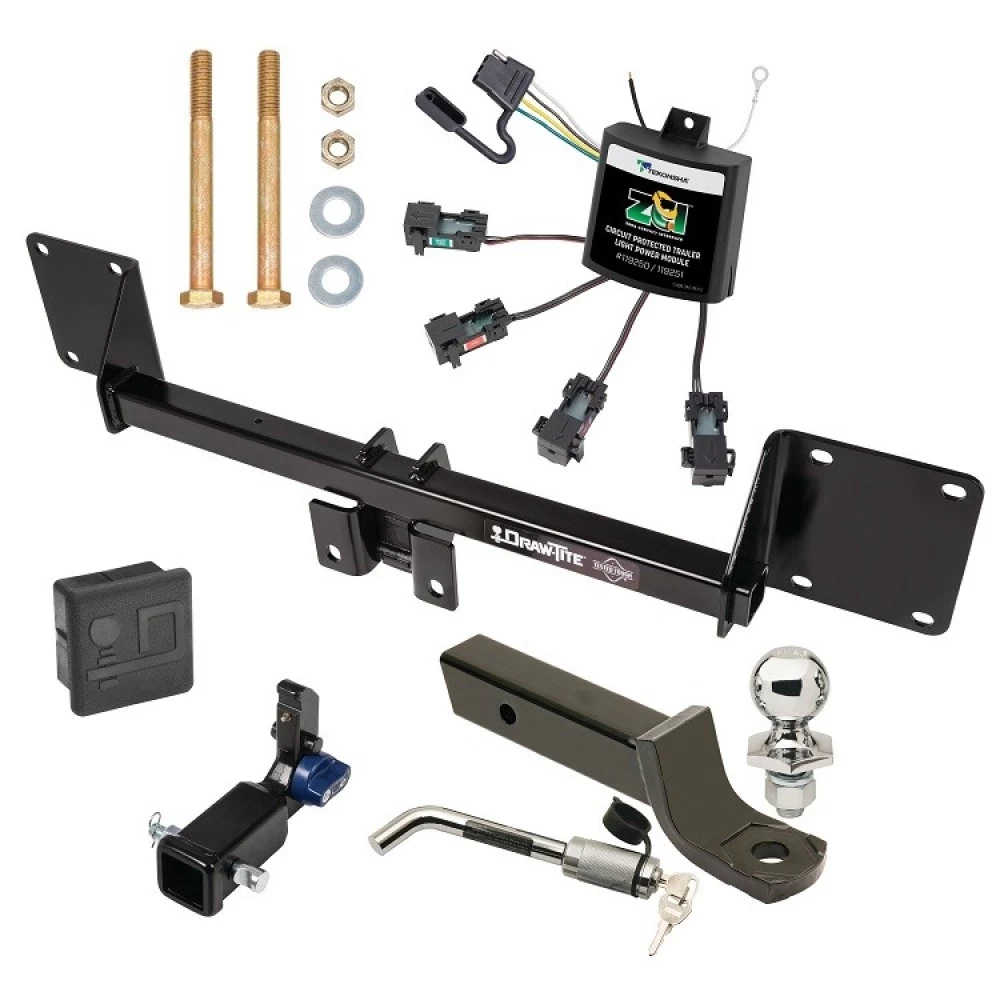 Trailer Tow Hitch For 21-27 Mercedes GLE SUV All Models Hidden Removable 2" Receiver Deluxe Package w/ Zero Contact Wiring Harness Kit and 2" Ball Mount and Lock