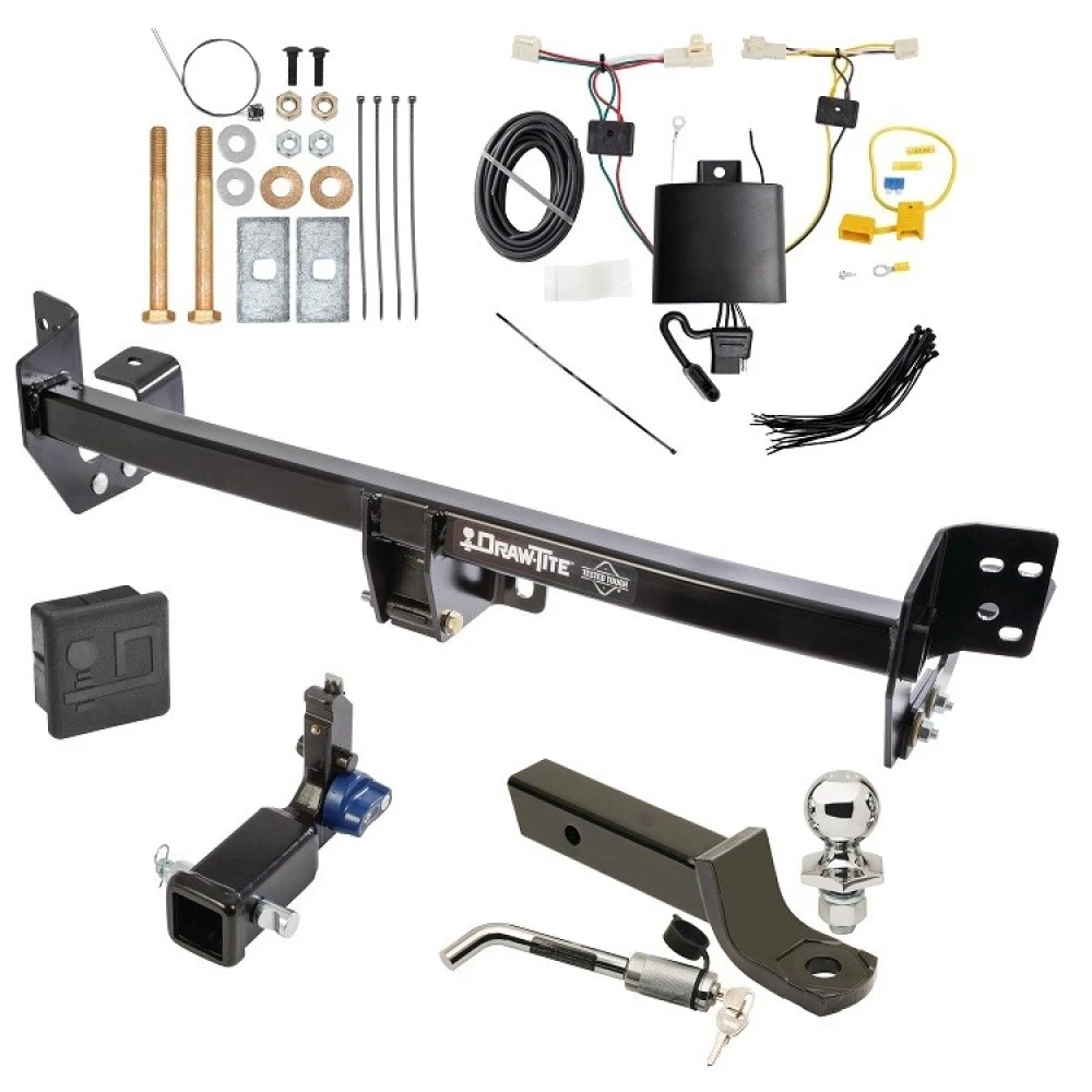 Trailer Tow Hitch For 19-25 Toyota RAV4 21-25 RAV4 Prime Hidden Removable 2" Receiver Deluxe Package Wiring 2" Ball Mount and Lock