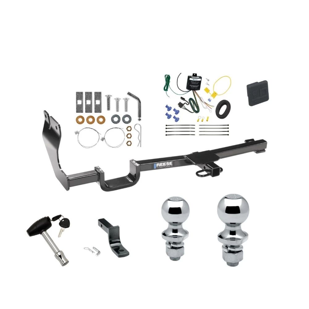 Custom Fit Trailer Hitch Draw-Bar w/ Pin/Clip Wiring Harness (Requires Splicing) 1-7/8" and 2" Chrome Ball Security Lock Pin Rubber Hitch Plug Cover Installation Hardware Installation Instructions 77170 119148 3593 63820 63810 580407 2211 Reese Reese Trailer Tow Hitch For 07-11 Nissan Versa 4 Dr. Sedan 07-12 Nissan Versa Hatchback Deluxe Package Wiring 2" and 1-7/8" Ball and Lock