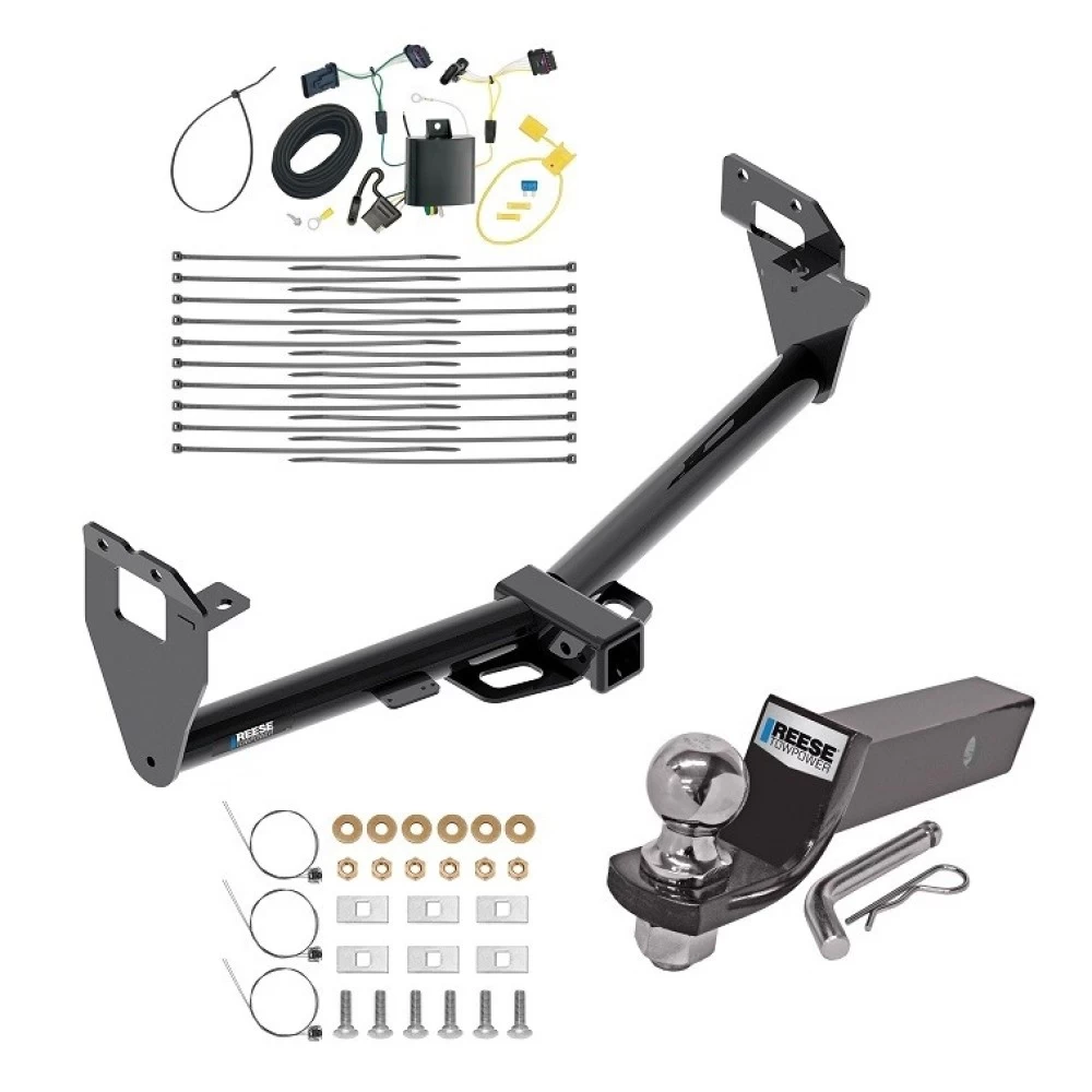 Custom Fit Trailer Hitch Wiring Harness (Plug & Play) 2" Drop Ball-Mount w/ Pin/Clip 2" Chrome Ball Installation Hardware Installation Instructions 84021 85848 21536 Reese Trailer Tow Hitch 15-23 Jeep Renegade Complete Package Wiring and 2& Reese Trailer Tow Hitch For 15-23 Jeep Renegade Complete Package w/ Wiring and 2" Ball