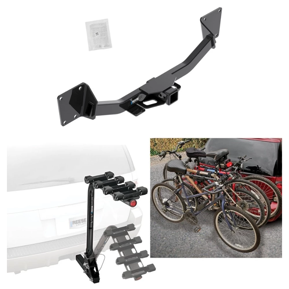 Trailer Hitch w/ 4 Bike Rack For 19-26 Chevy Blazer 17-23 GMC Acadia Approved for Recreational & Offroad Use Carrier for Adult Woman or Child Bicycles Foldable