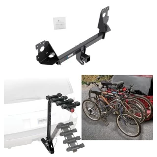 Trailer Hitch w/ 4 Bike Rack For 17-25 Audi Q7 All Styles Approved for Recreational & Offroad Use Carrier for Adult Woman or Child Bicycles Foldable