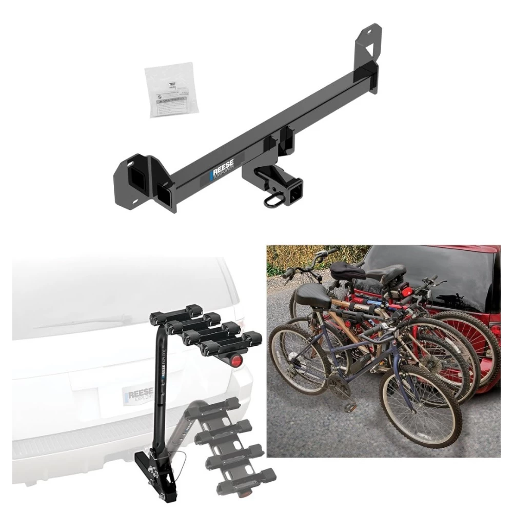 Trailer Hitch w/ 4 Bike Rack For 16-22 Mercedes GLC300 Approved for Recreational & Offroad Use Carrier for Adult Woman or Child Bicycles Foldable
