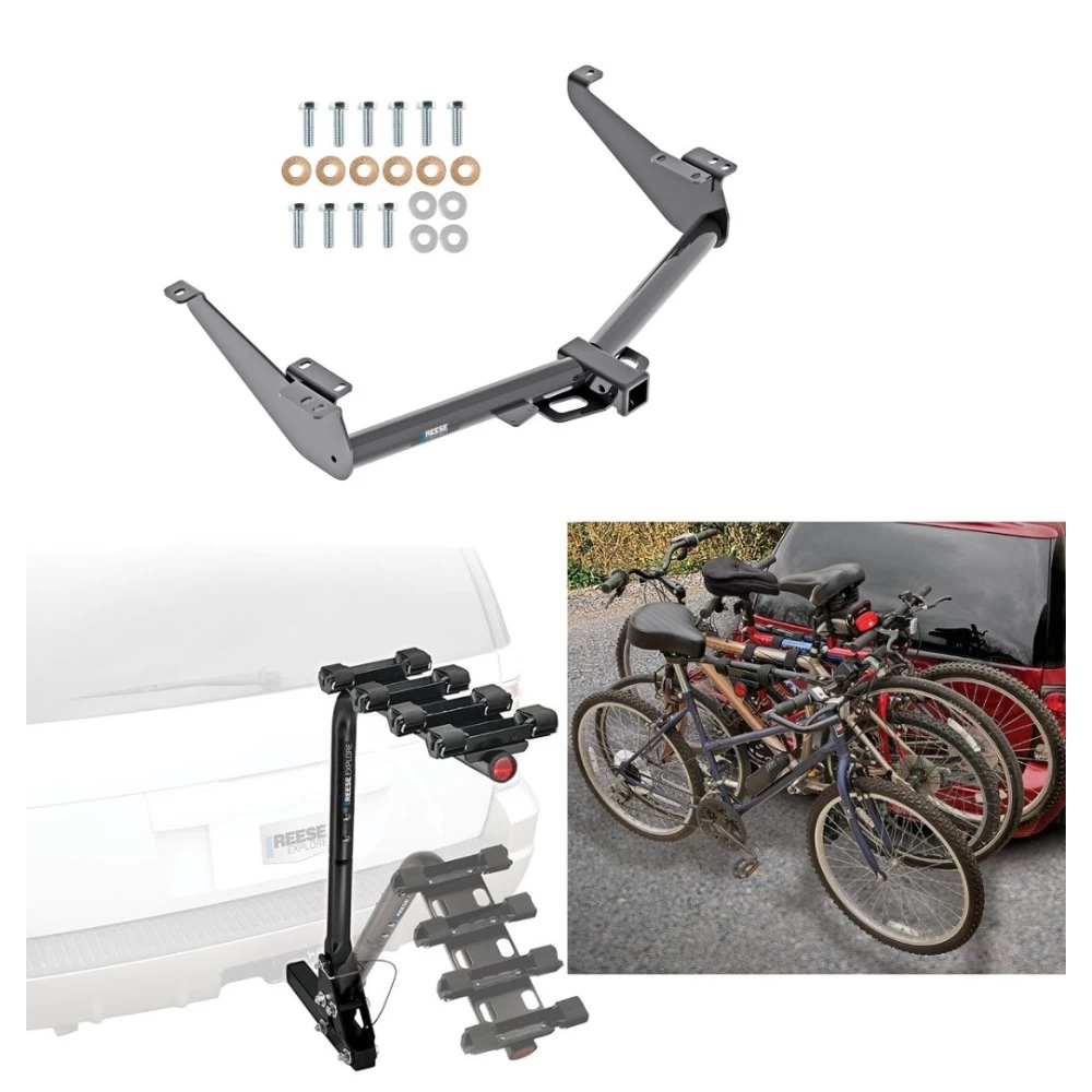 Trailer Hitch w/ 4 Bike Rack For 17-24 Nissan TITAN Except XD Trims Approved for Recreational & Offroad Use Carrier for Adult Woman or Child Bicycles Foldable