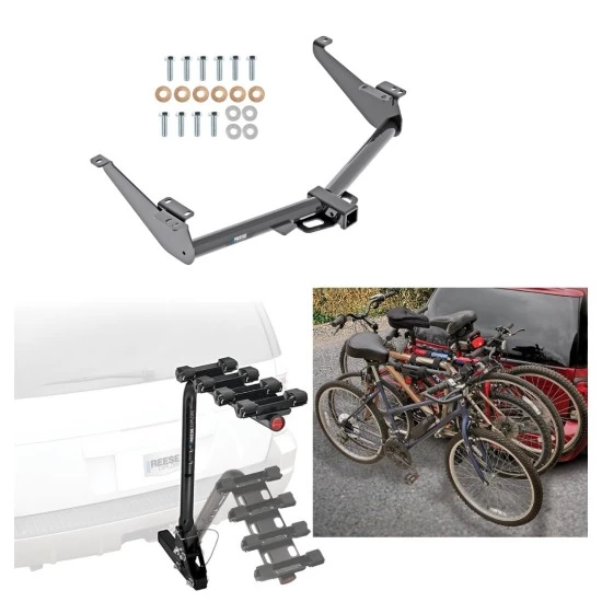 Trailer Hitch w/ 4 Bike Rack For 17-24 Nissan TITAN Except XD Trims Approved for Recreational & Offroad Use Carrier for Adult Woman or Child Bicycles Foldable