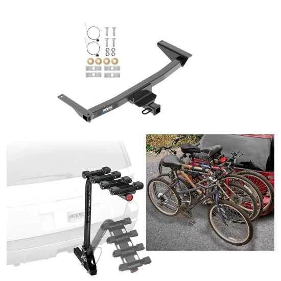 Trailer Hitch w/ 4 Bike Rack For 18-19 VW Atlas 20-26 Except Cross Sport Approved for Recreational & Offroad Use Carrier for Adult Woman or Child Bicycles Foldable