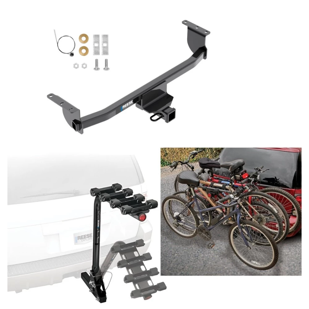 Trailer Hitch w/ 4 Bike Rack For 17-22 Nissan Rogue Sport Approved for Recreational & Offroad Use Carrier for Adult Woman or Child Bicycles Foldable