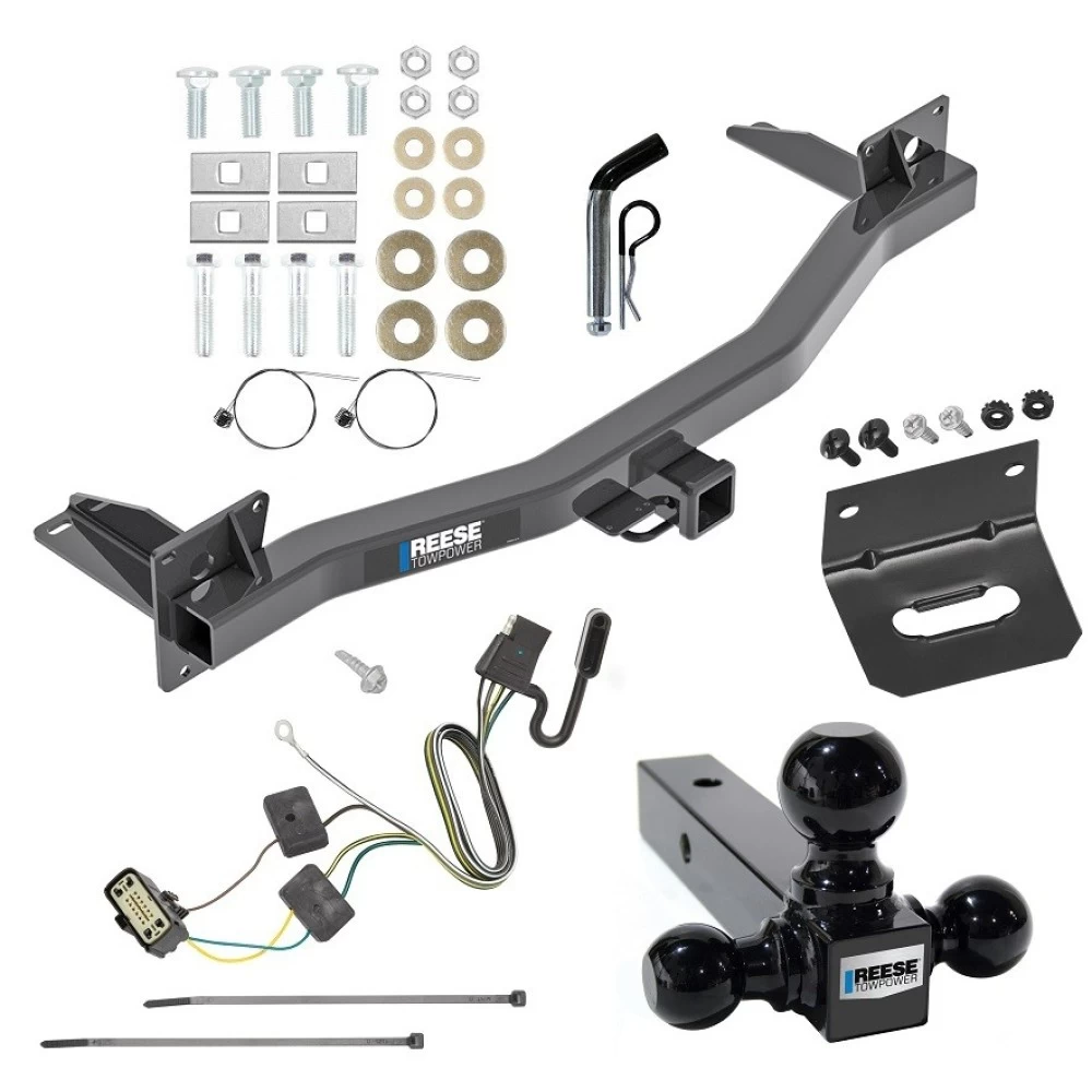 For 2018-2023 Buick Enclave Trailer Hitch Tow PKG w/ 4-Flat Wiring Harness + Triple Ball Ball Mount 1-7/8" & 2" & 2-5/16" Trailer Balls + Pin/Clip + Wiring Bracket By Reese Towpower