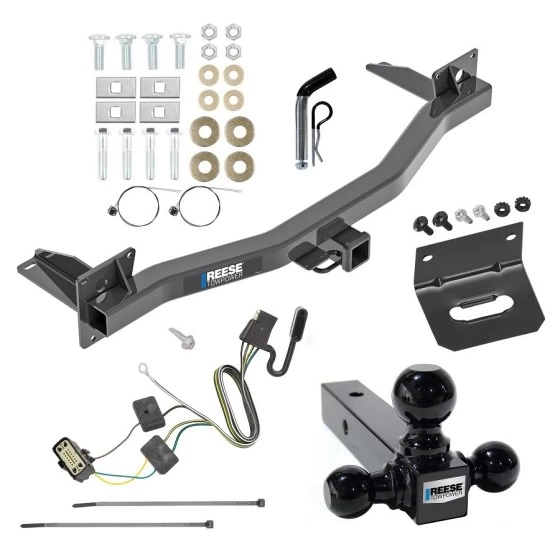 For 2018-2023 Buick Enclave Trailer Hitch Tow PKG w/ 4-Flat Wiring Harness + Triple Ball Ball Mount 1-7/8" & 2" & 2-5/16" Trailer Balls + Pin/Clip + Wiring Bracket By Reese Towpower