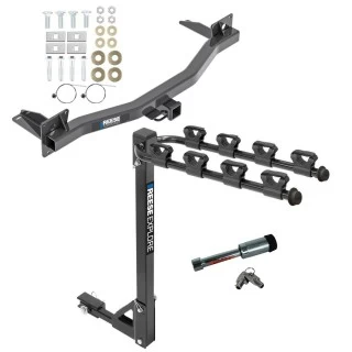For 2018-2023 Buick Enclave Trailer Hitch Tow PKG w/ 4 Bike Carrier Rack + Hitch Lock By Reese Towpower