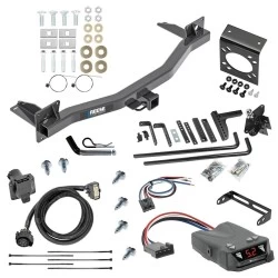 For 2018-2023 Chevrolet Traverse 2024 Limited Trailer Hitch Tow PKG w/ 6K Round Bar Weight Distribution Hitch w/ 2-5/16" Ball + Pin/Clip + Tekonsha Brakeman IV Brake Control + Generic BC Wiring Adapter + 7-Way RV Wiring By Reese Towpower