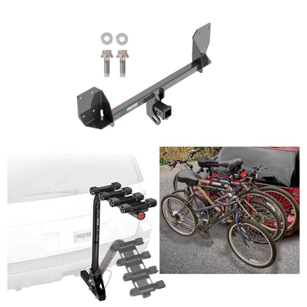 Trailer Hitch w/ 4 Bike Rack For 16-25 Volvo XC90 18-27 XC60 Approved for Recreational & Offroad Use Carrier for Adult Woman or Child Bicycles Foldable