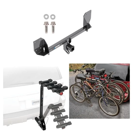 Trailer Hitch w/ 4 Bike Rack For 16-25 Volvo XC90 18-27 XC60 Approved for Recreational & Offroad Use Carrier for Adult Woman or Child Bicycles Foldable