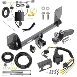 Trailer Hitch Tow Package w/ 7-Way RV Wiring For 16-25 Volvo XC90 Recharge w/ 2" Drop Mount 2" Ball Class 4 2" Receiver Reese