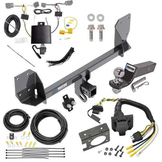 Trailer Hitch Tow Package w/ 7-Way RV Wiring For 16-25 Volvo XC90 Recharge w/ 2" Drop Mount 2" Ball Class 4 2" Receiver Reese