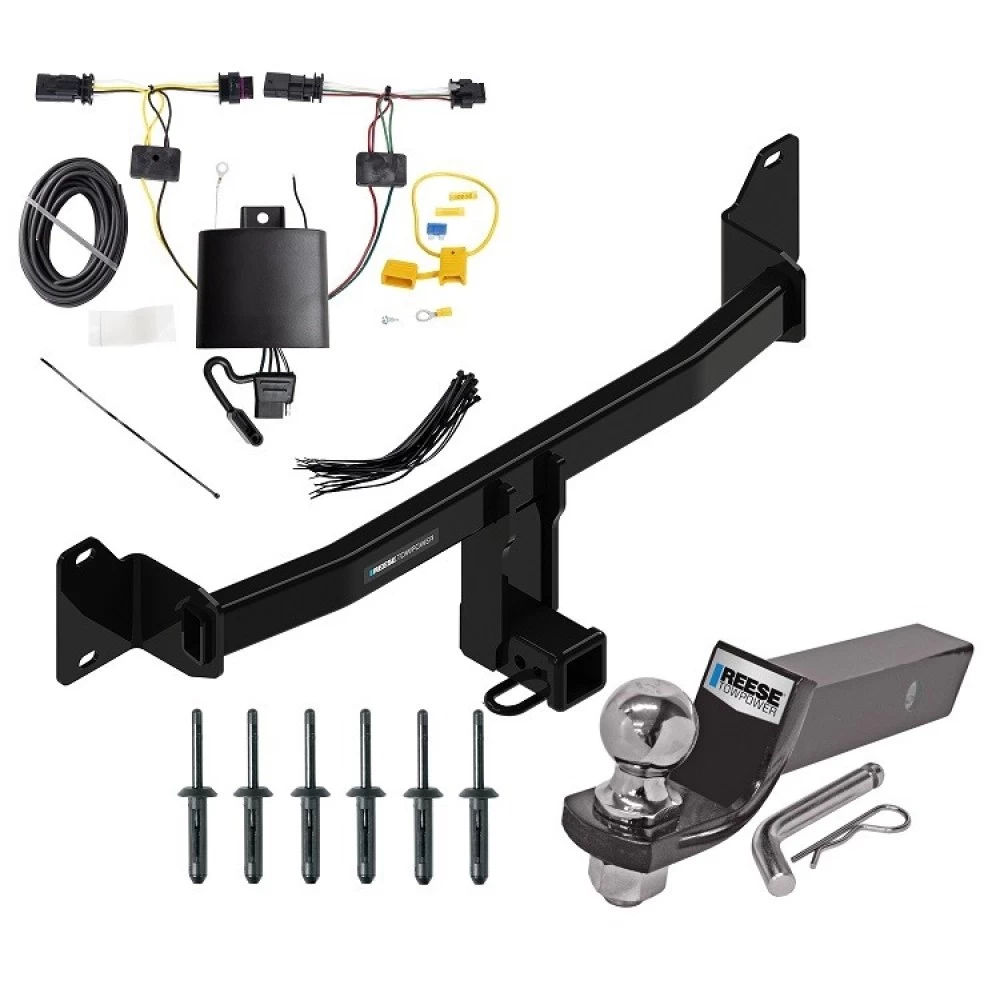 Custom Fit Trailer Hitch Wiring Harness (Plug & Play) 2" Drop Ball-Mount w/ Pin/Clip 2" Chrome Ball Installation Hardware Installation Instructions 84200 118789 21536 Reese Towpower Trailer Tow Hitch 18-23 BMW X2 Complete Package Wiring and Reese Trailer Tow Hitch For 18-23 BMW X2 Complete Package w/ Wiring and 2" Ball