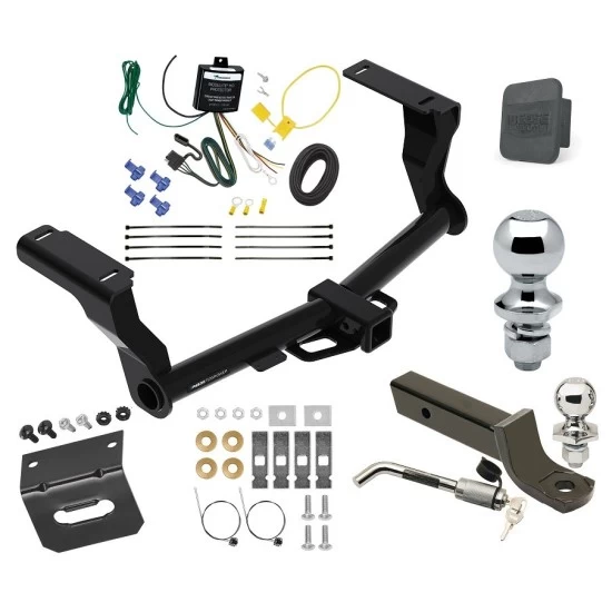 Ultimate Tow Package For 16-24 Subaru Crosstrek Hybrid Trailer Hitch w/ Wiring 2" Drop Mount Dual 2" and 1-7/8" Ball Lock Bracket Cover 2" Receiver Reese