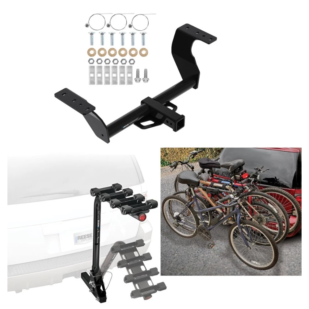 Trailer Hitch w/ 4 Bike Rack For 19-24 Subaru Forester 22-23 WRX Approved for Recreational & Offroad Use Carrier for Adult Woman or Child Bicycles Foldable