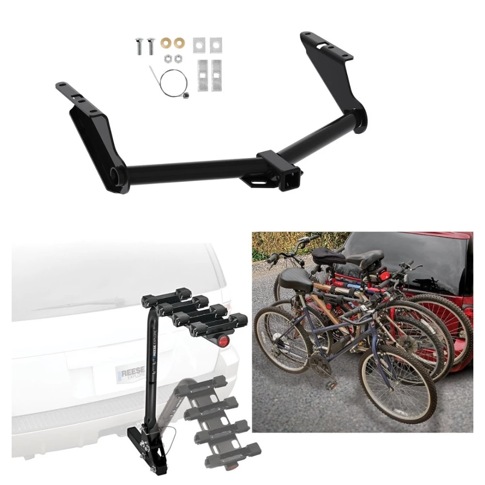 Trailer Hitch w/ 4 Bike Rack For 20-27 Jeep Gladiator Except Rubicon Approved for Recreational & Offroad Use Carrier for Adult Woman or Child Bicycles Foldable