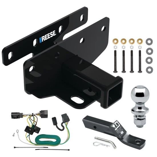 Reese Trailer Tow Hitch For 07-17 Jeep Wrangler 2018 Wrangler JK Except w/Right Hand Drive 2" Receiver Complete Package w/ Wiring and 1-7/8" Ball