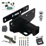 Ultimate Tow Package For 07-18 Jeep Wrangler JK All Models Trailer Hitch w/ Wiring 2" Drop Mount Dual 2" and 1-7/8" Ball Lock Bracket Cover 2" Receiver Reese