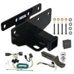 Custom Fit Trailer Hitch Wiring Harness (Plug & Play) 2" Drop Ball-Mount w/ Locking Pin/Clip 2" Chrome Ball Rubber Hitch Plug Cover Installation Hardware Installation Instructions 84382 118416 7005111 7010 Reese Trailer Tow Hitch 07-17 Jeep Reese Trailer Tow Hitch For 07-17 Jeep Wrangler 2018 Wrangler JK Except w/Right Hand Drive Deluxe Package Wiring 2" Ball Mount and Lock
