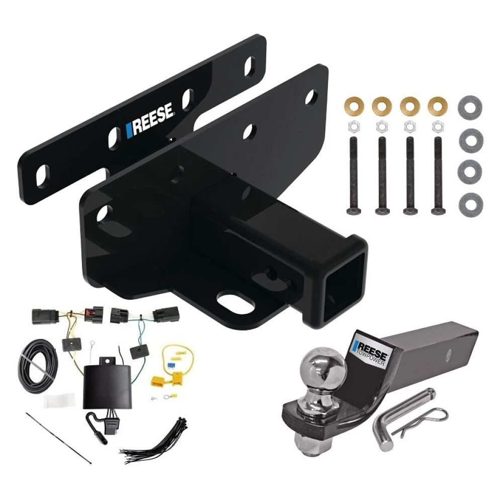 Tow Package For 18-27 Jeep Wrangler JL All Models Trailer Hitch w/ Wiring 2" Drop Mount 2" Ball 2" Receiver Reese